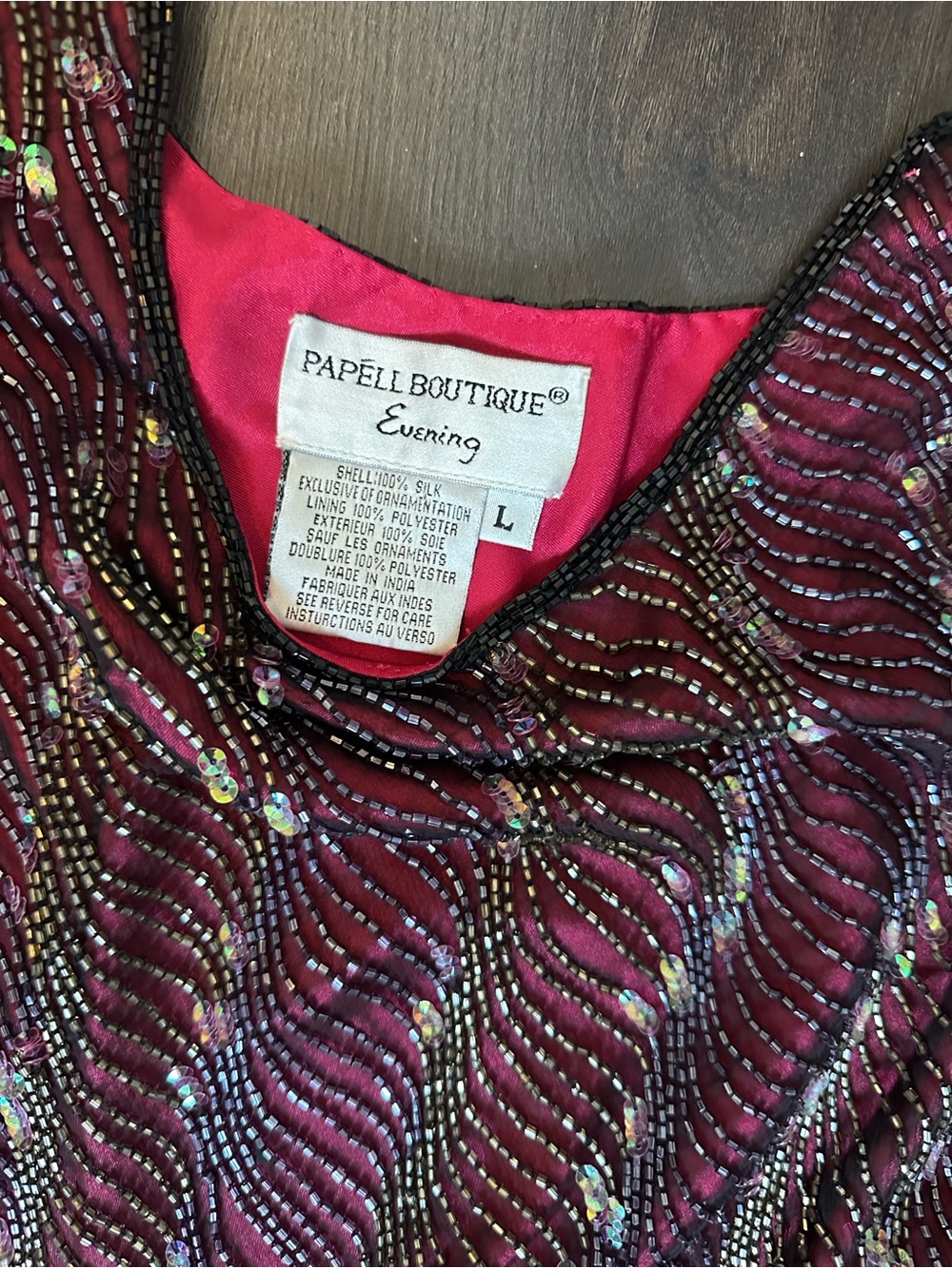 Papell Boutique Garnet Beaded Evening Tunic